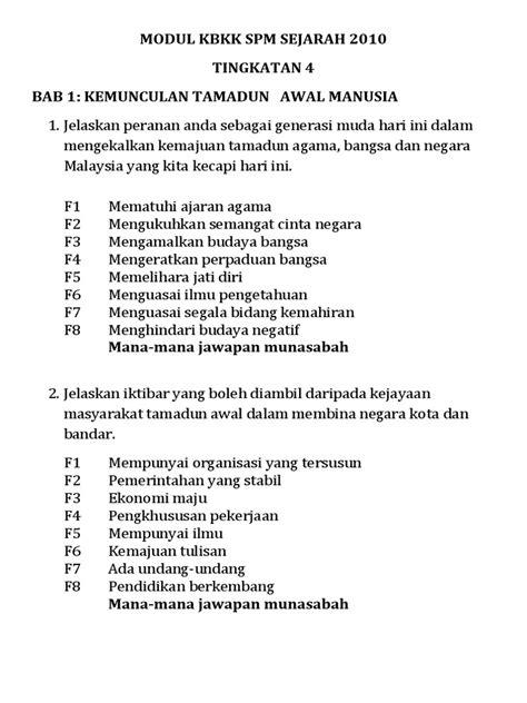 Contoh Soalan Kbat Sejarah Dan Jawapan Image